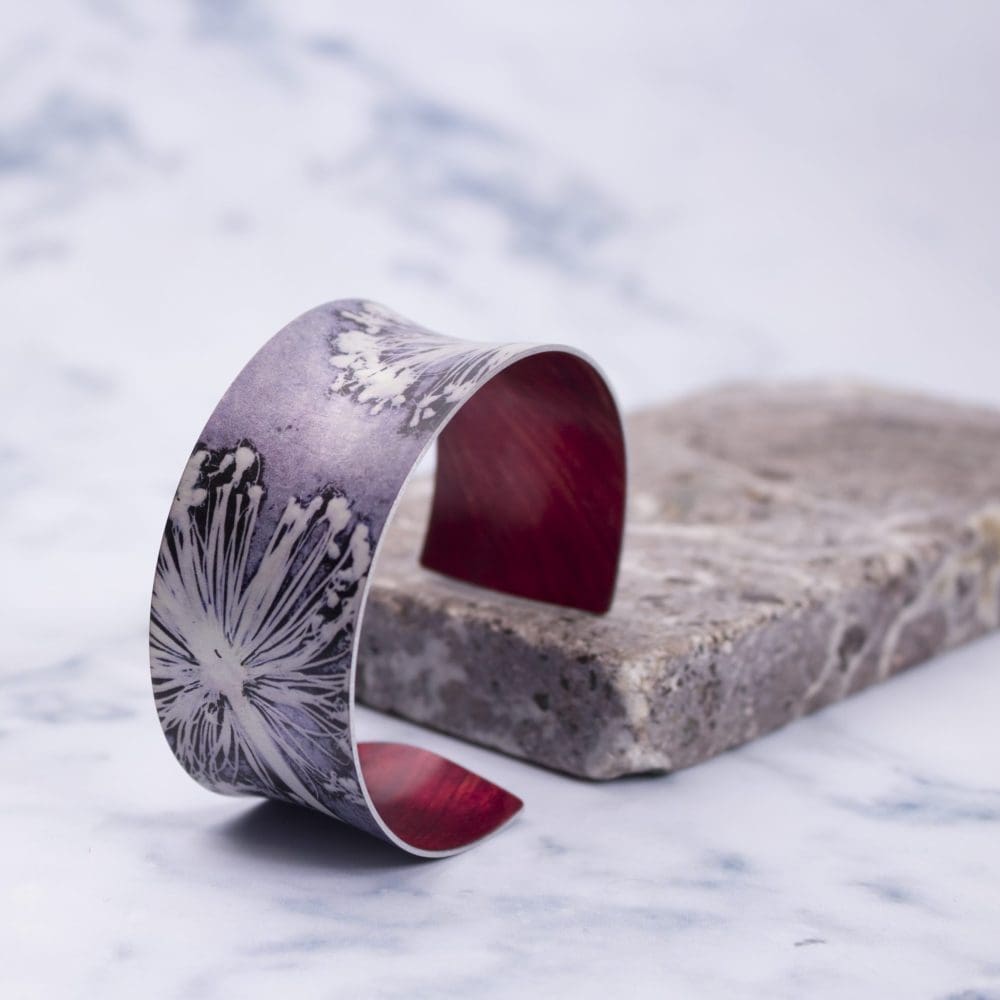 Botanical printed Aluminium Jewellery Gift, Stylish Alliums Cuff