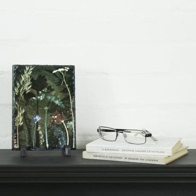 Aqua Cow Parsley Slate Art Print - Home Accessory and Gift