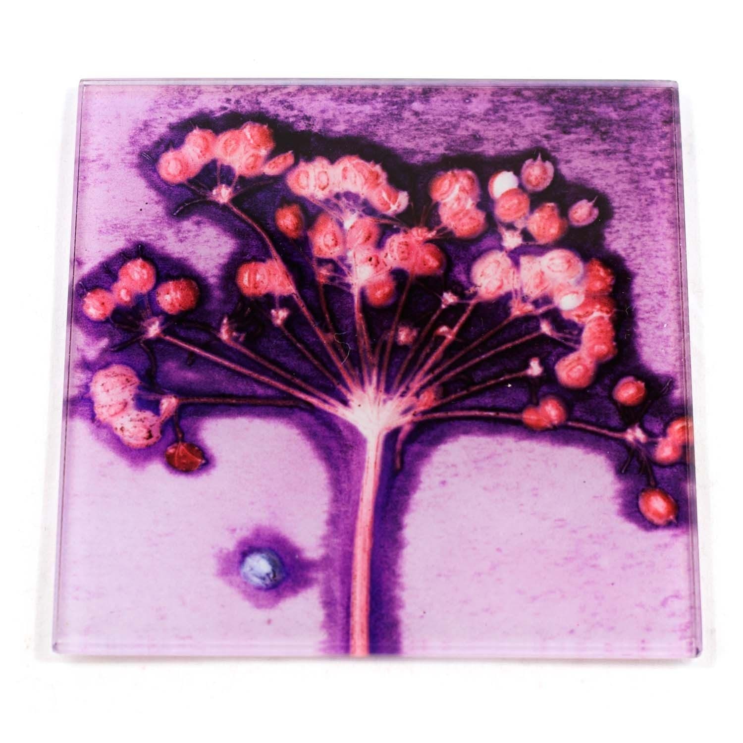 Beautiful Lilac Joyous Spread Botanic Style Glass Coaster