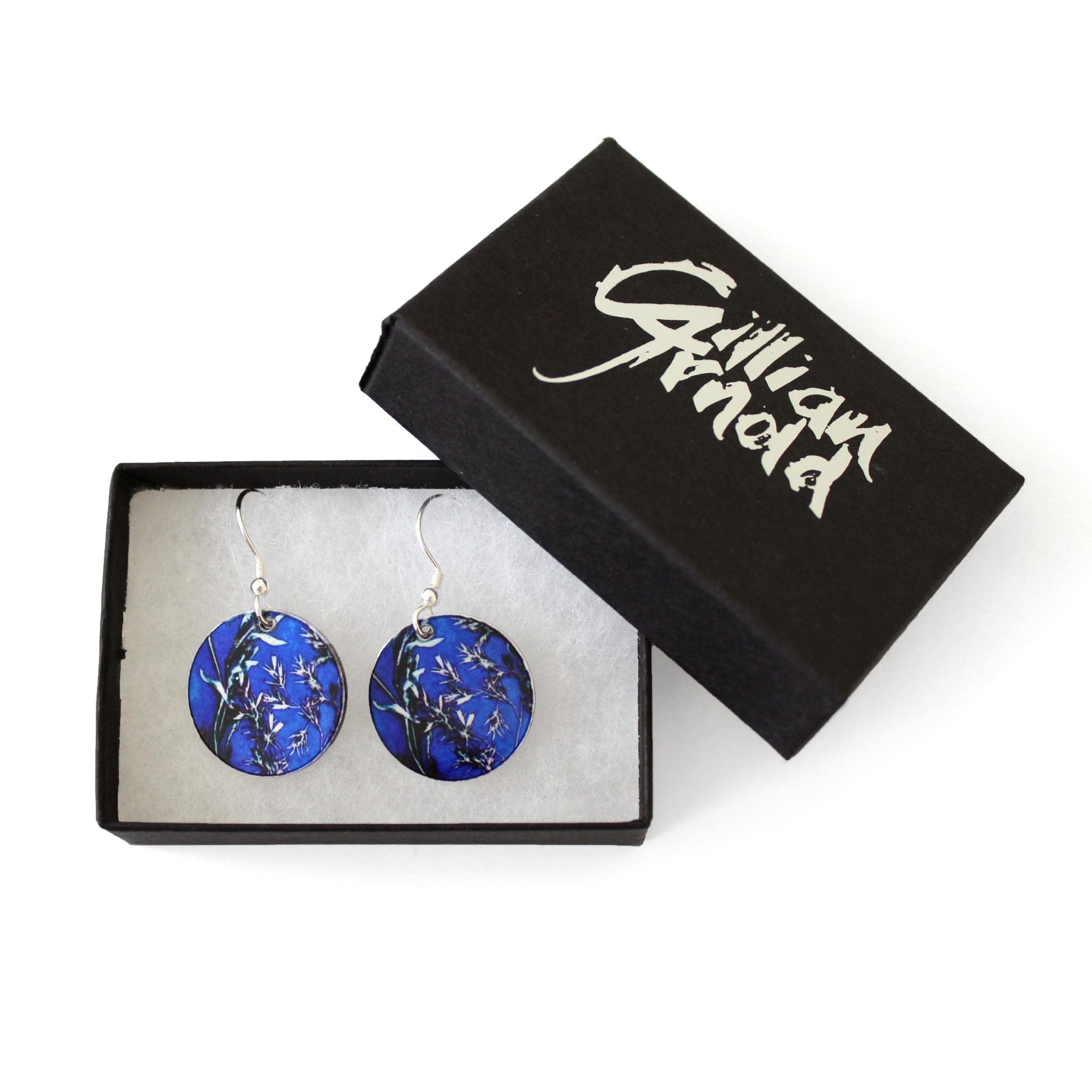 Blue Landscape Stylish Round Earrings and Jewellery Gift Box