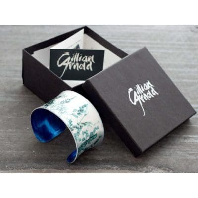 Botanical Design Emerald Landscape Aluminium Cuff Jewellery Gift