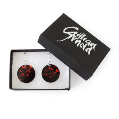 Botanical Inspired Oriental Heart Round Earring Set. Stylish Jewellery Gift Box