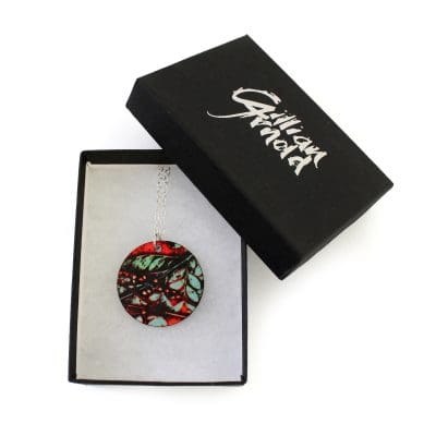 Botanical Inspired Strawberry Fern Pendant Necklace Box