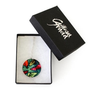 Botanical Warm Mini Ferns Flurry Pendant Necklace Box