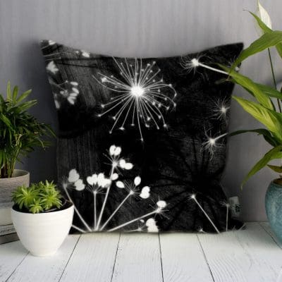 Black Cow Parsley | White & Black Sofa Cushion Country Style