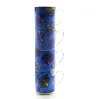 Hydrangea Blue | Yellow & Blue Stacking Mug, Gift Set of 4