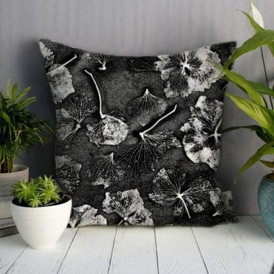 Monochrome Hydrangea | White & Charcoal Sofa Cushion Country Style