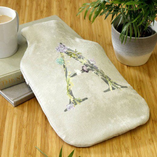 Floral Letter Hot Water Bottle Cover - Personalised Gift