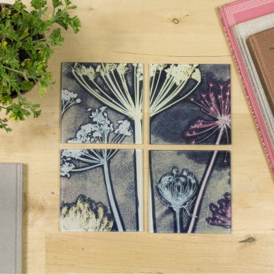 Friary Meadow | Yellow & Blue Set of Glass Coasters