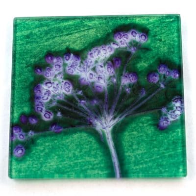 Green Joyous Spread Botanic Style Glass Coaster