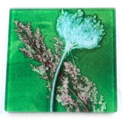 Green Layers Botanic Style Glass CoasterGreen Layers Botanic Style Glass Coaster