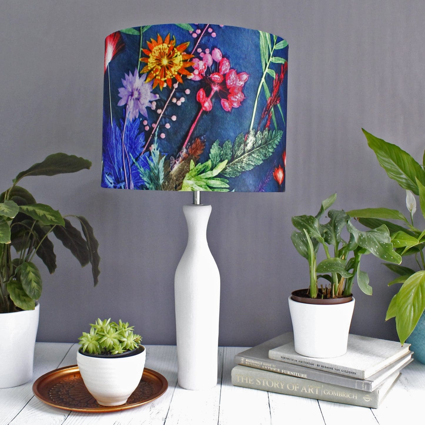 Indigo Tropical | Blue & Green Lamp Shade For The Living Room