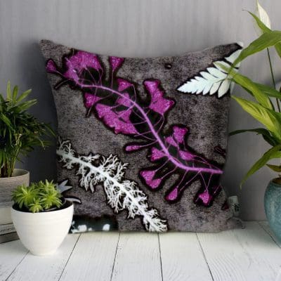 Magenta Heart Grass | Charcoal & Pink Sofa Cushion Bold Design