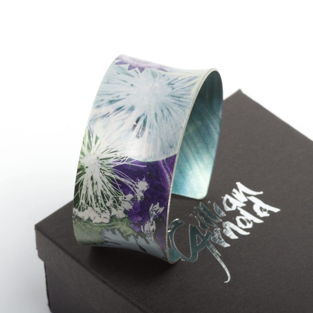 Winter Moon, Cuff Bracelet, Bangle, Botanical Design Floral Gift Jewellery, Gift For mum and wife