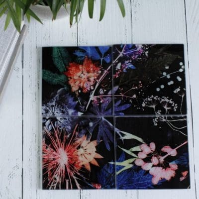 Blue Wreath | Pink & Blue Set of Glass Coasters