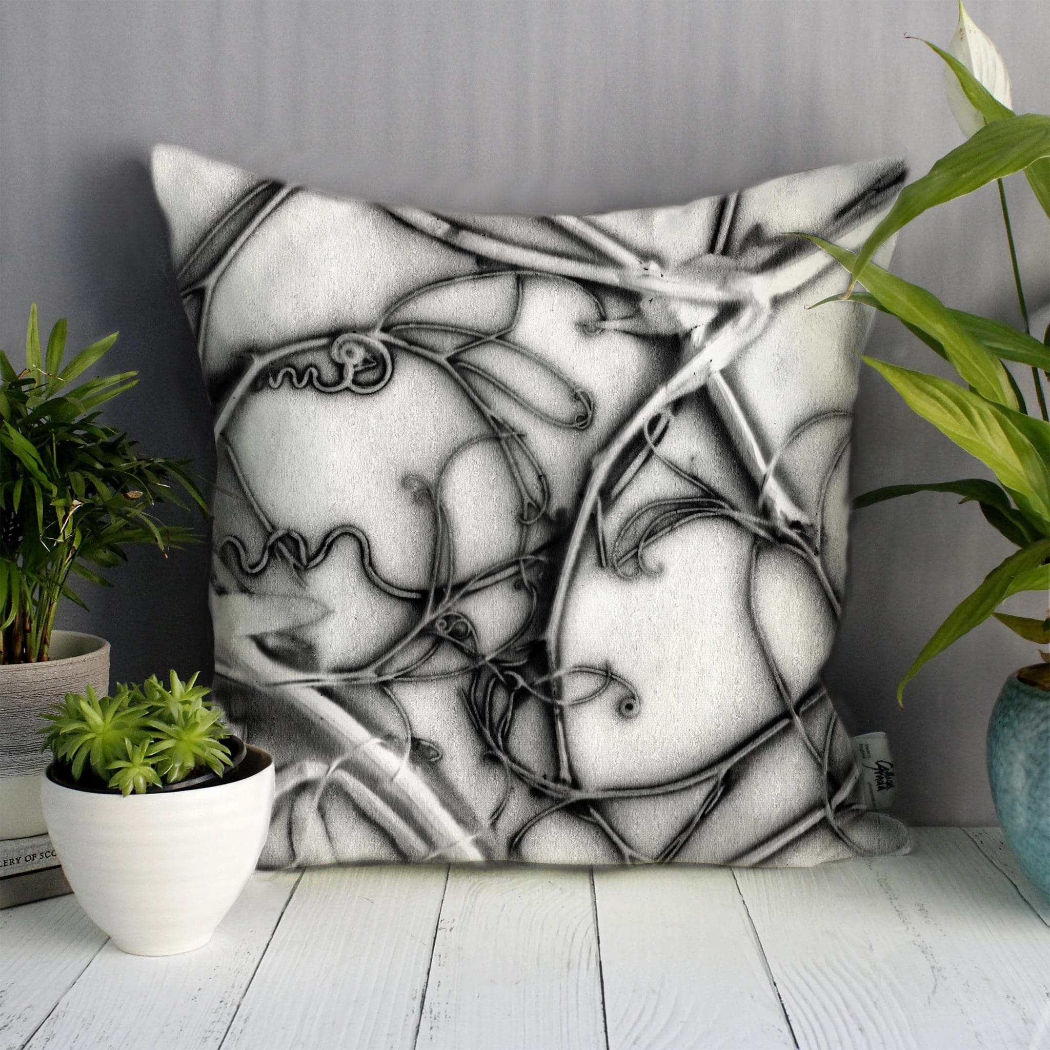 Cream Sweetpea | Monochrome Design Sofa Cushion Bold Design