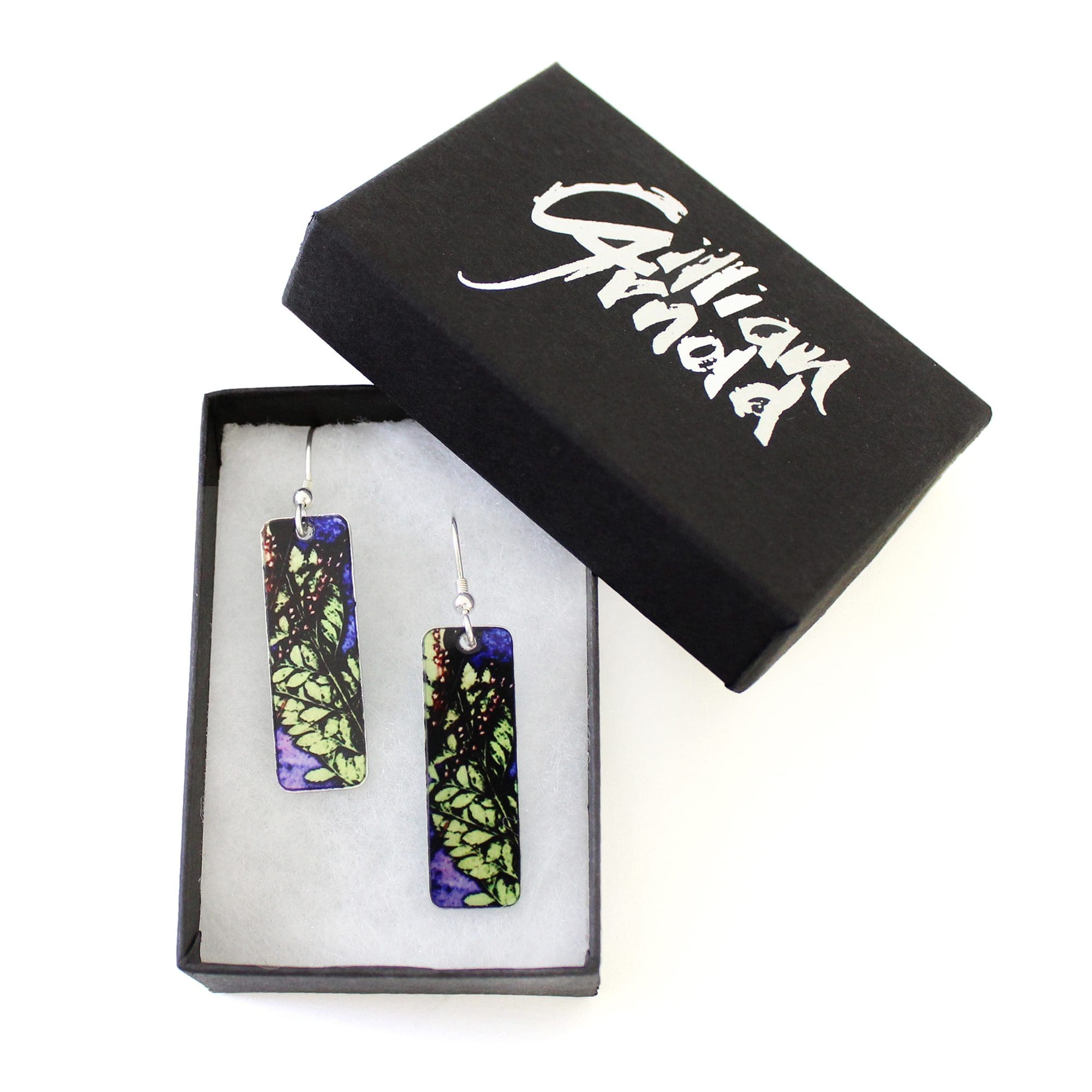 Plum Fern Earrings. Stylish Jewellery Gift - Image 3