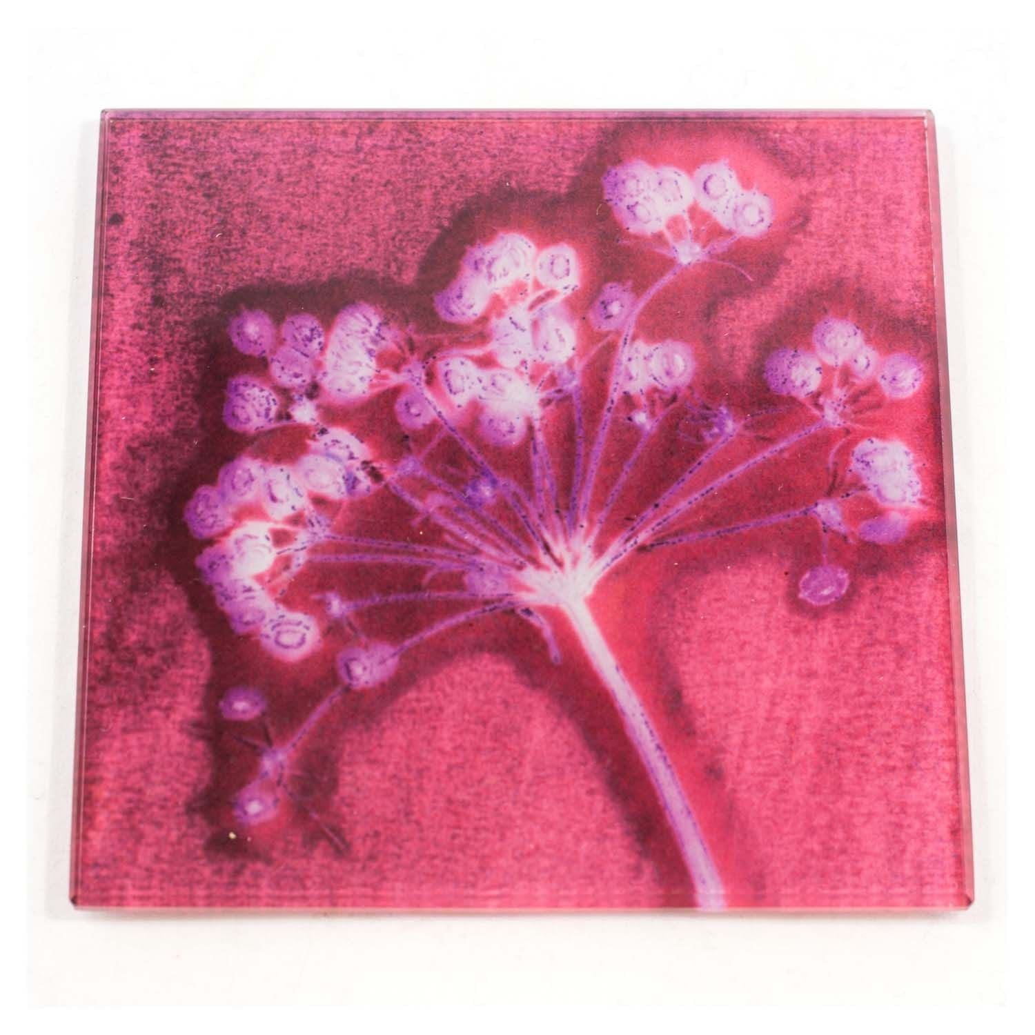 Romantic Pink Joyous Spread Botanic Style Glass Coaster