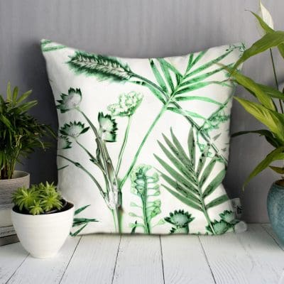 Hot House Fronds | Green & White Sofa Cushion Bold Design