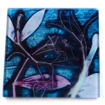 Sweet Purple Curves Botanic Style Glass Coaster
