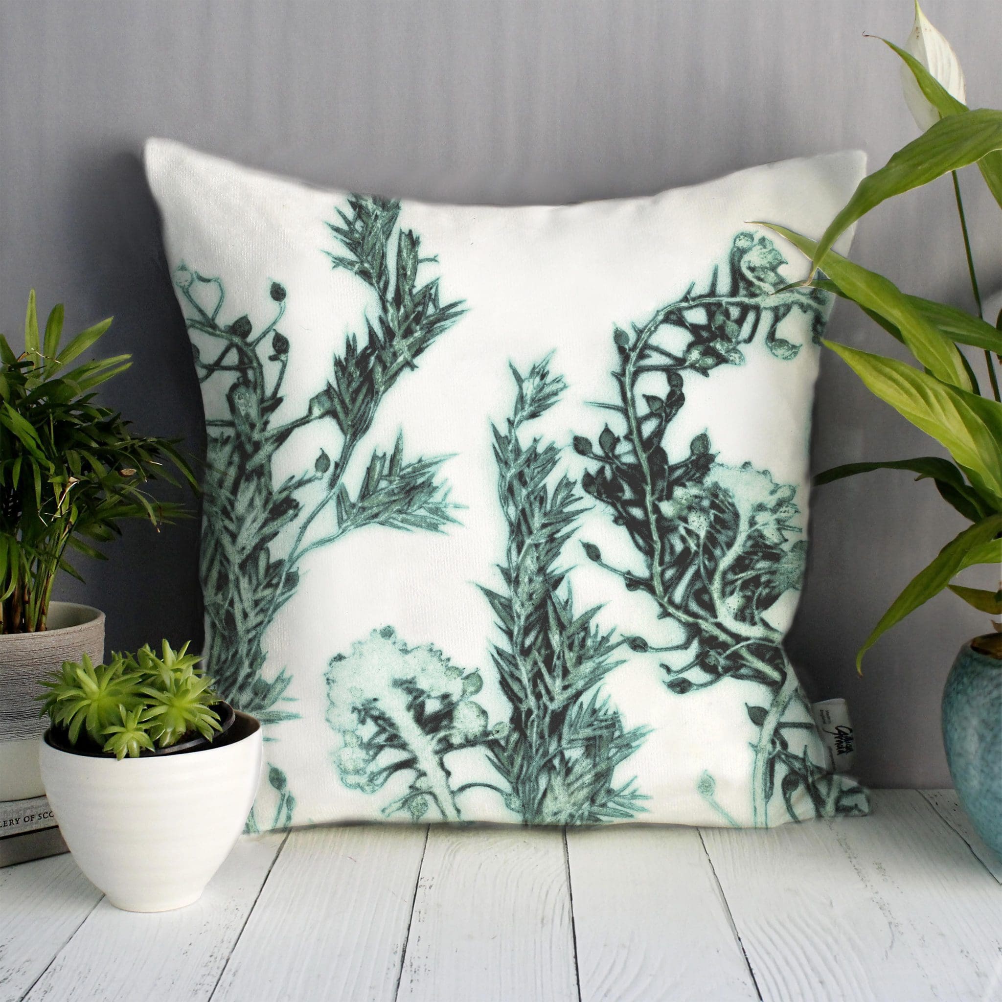 Green Landscape | White & Green Sofa Cushion Country Style