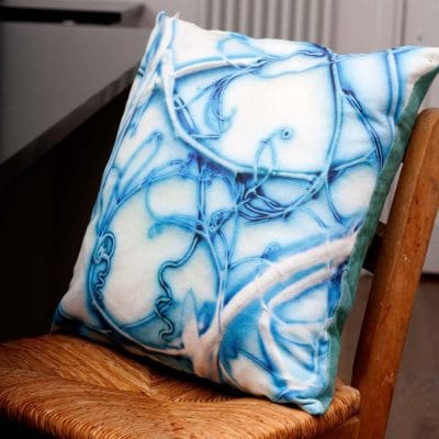 Blue Sweetpea | White & Blue Sofa Cushion Bold Design
