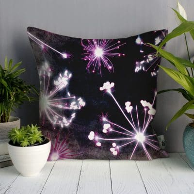 Burgundy Cow Parsley | White & Burgundy Sofa Cushion Bold Design