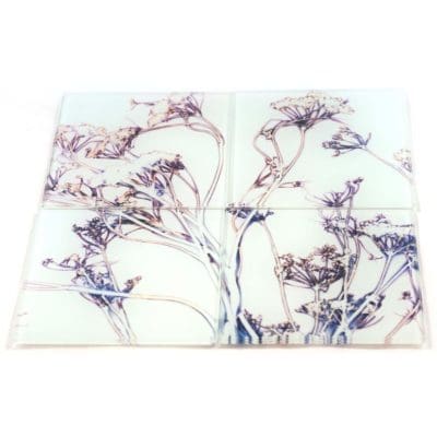 Roadside Wonder | Pink & White Set of Glass Coasters