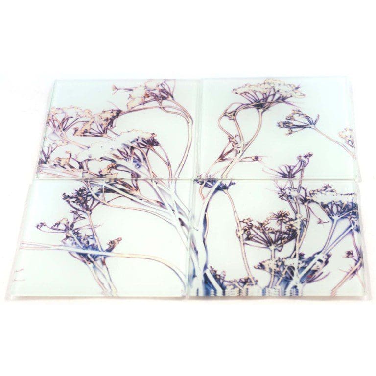 Roadside Wonder | Pink & White Set of Glass Coasters