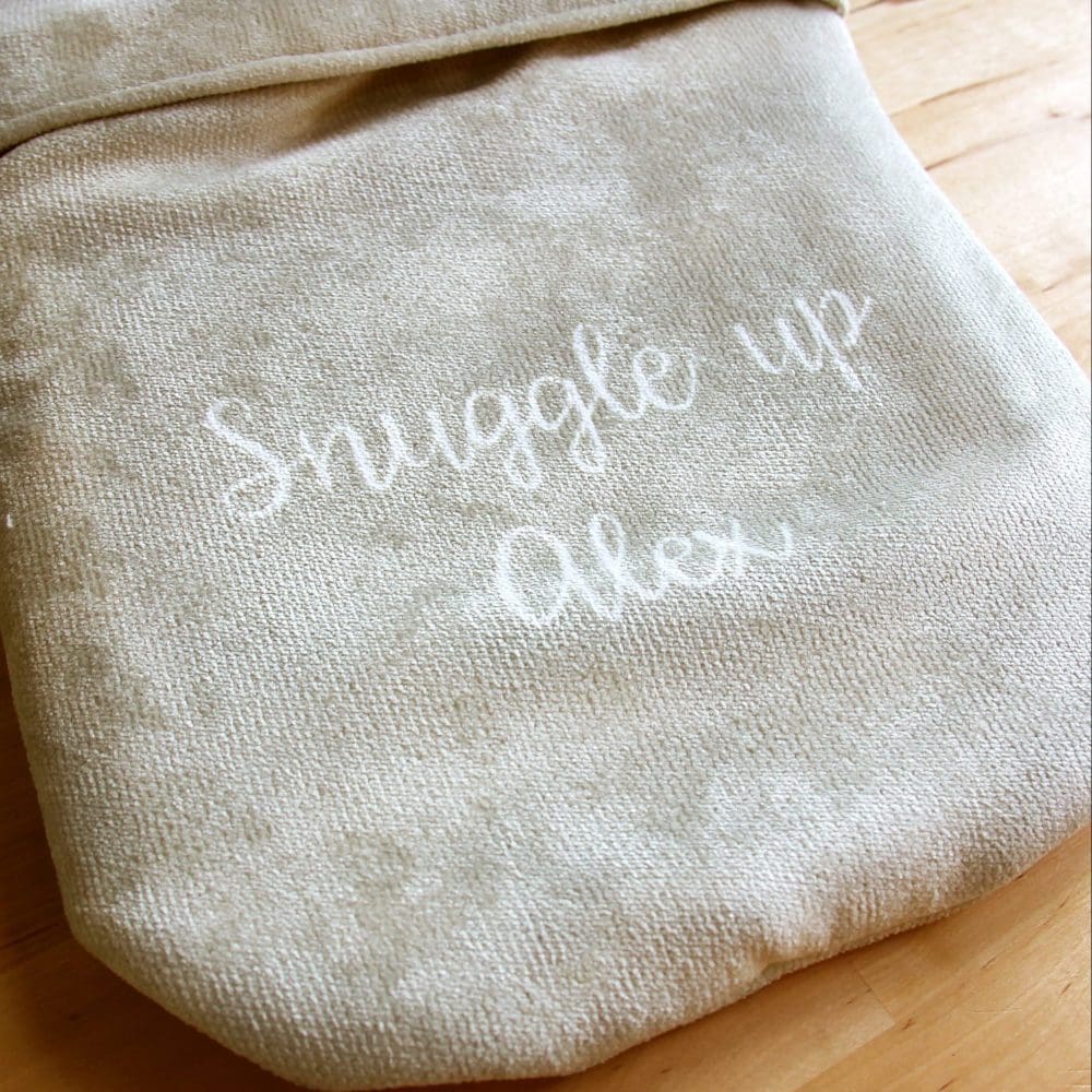 Personalised Floral Hot Water Bottle Cover with Botanical Inspired Letter and Name - Image 2