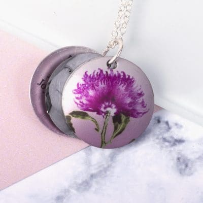 November Chrysanthemum Birth Flower, Personalised Photo Locket Necklace Gift For Her, Beautiful Floral Pendant Jewellery.