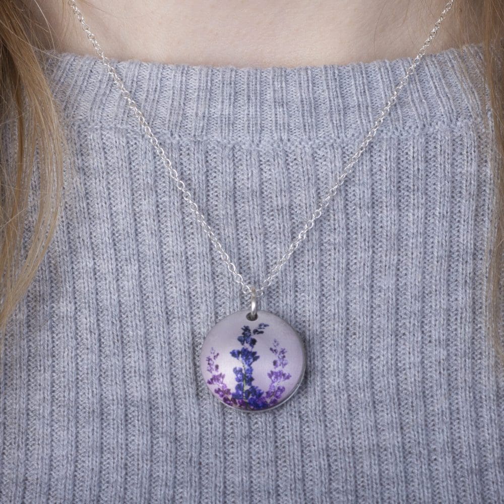 July Delphinium Birth Flower, Personalised Photo Locket Necklace Gift For Her, Beautiful Floral Pendant Jewellery.