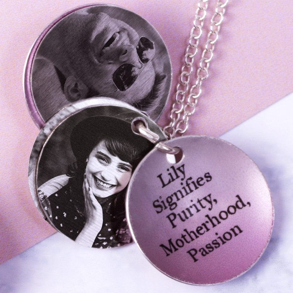 April Sweet Pea Birth Flower, Personalised Photo Locket Necklace Gift For Her, Beautiful Floral Pendant Jewellery. - Image 3