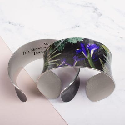 February Birth Flower Bracelet Gift For Her, Iris, Beautiful Floral Bangles and Jewellery.