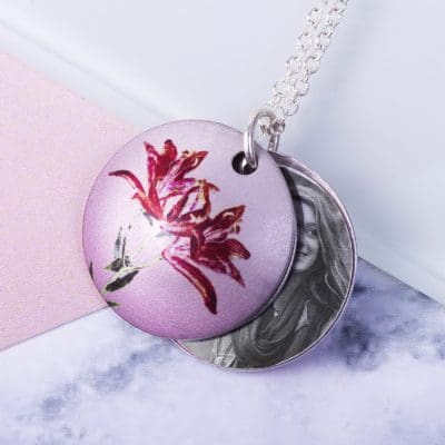 May Lily Birth Flower, Personalised Photo Locket Necklace Gift For Her, Beautiful Floral Pendant Jewellery.