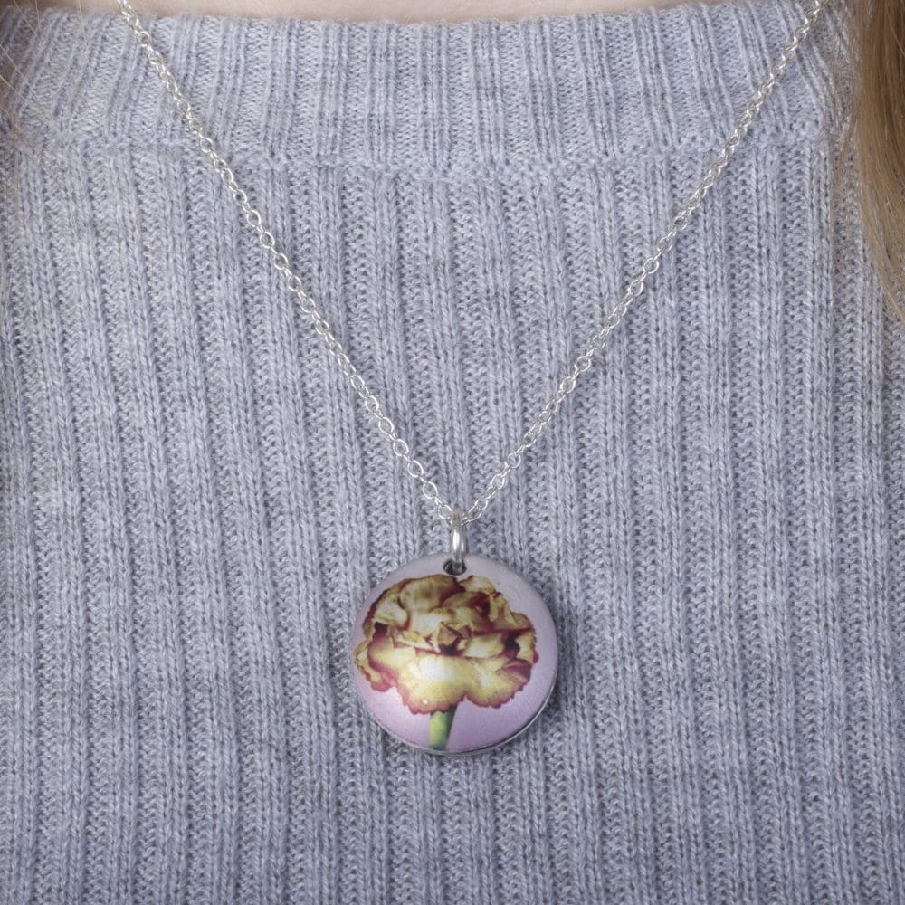 October Marigold Birth Flower, Personalised Photo Locket Necklace Gift For Her, Beautiful Floral Pendant Jewellery.