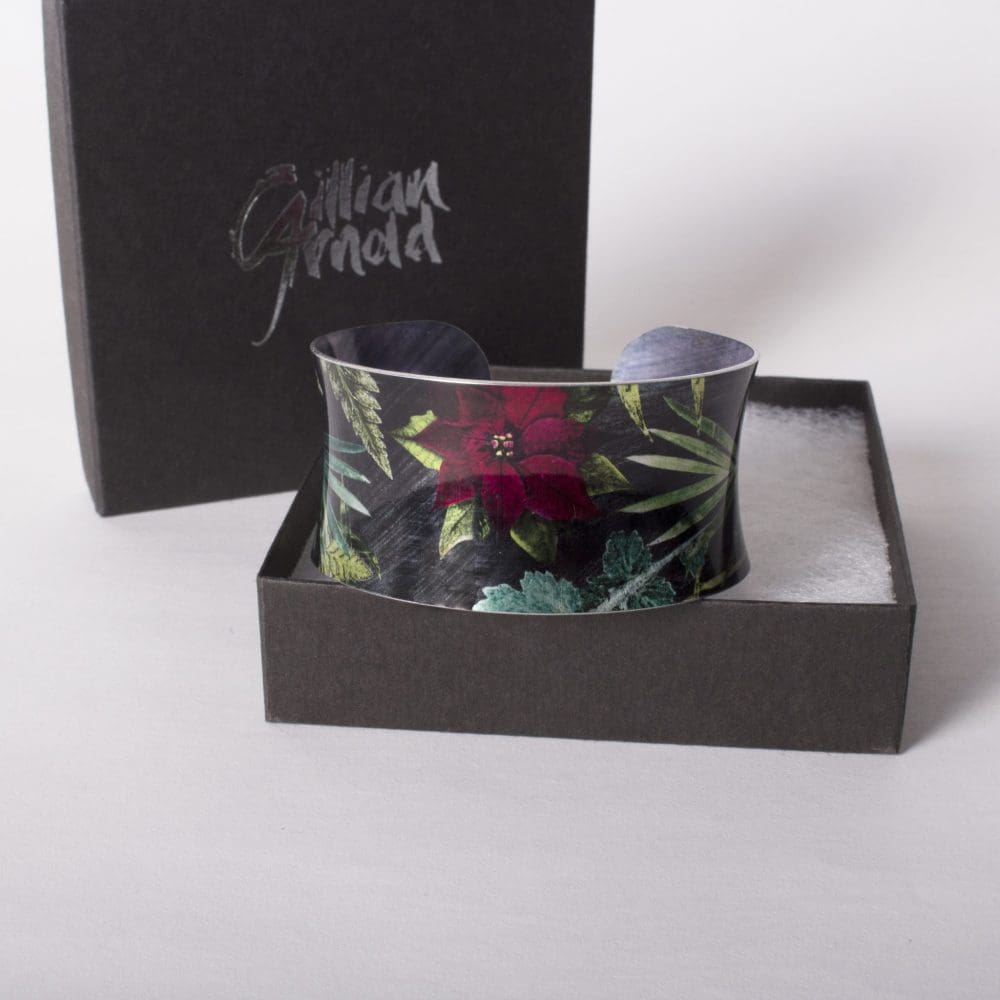 December Birth Flower Bracelet Gift For Her, Poinsettia, Beautiful Floral Bangles and Jewellery.