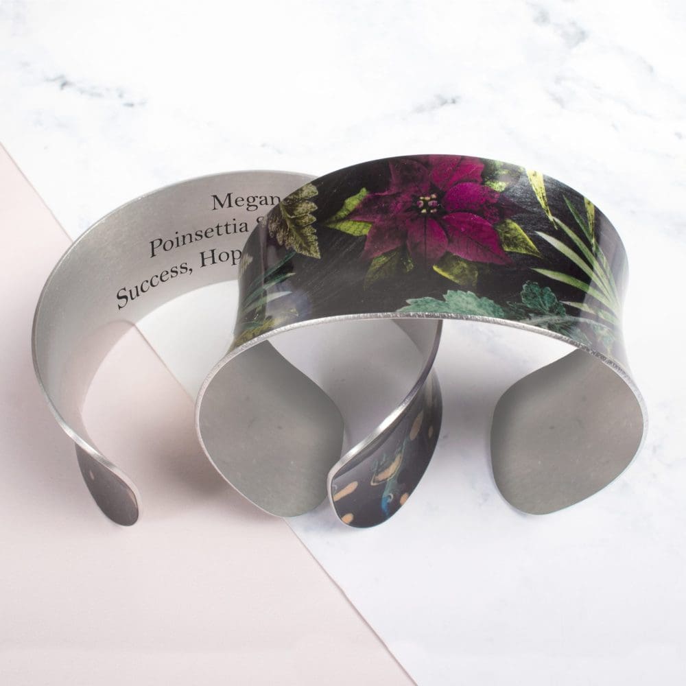 December Birth Flower Bracelet Gift For Her, Poinsettia, Beautiful Floral Bangles and Jewellery.