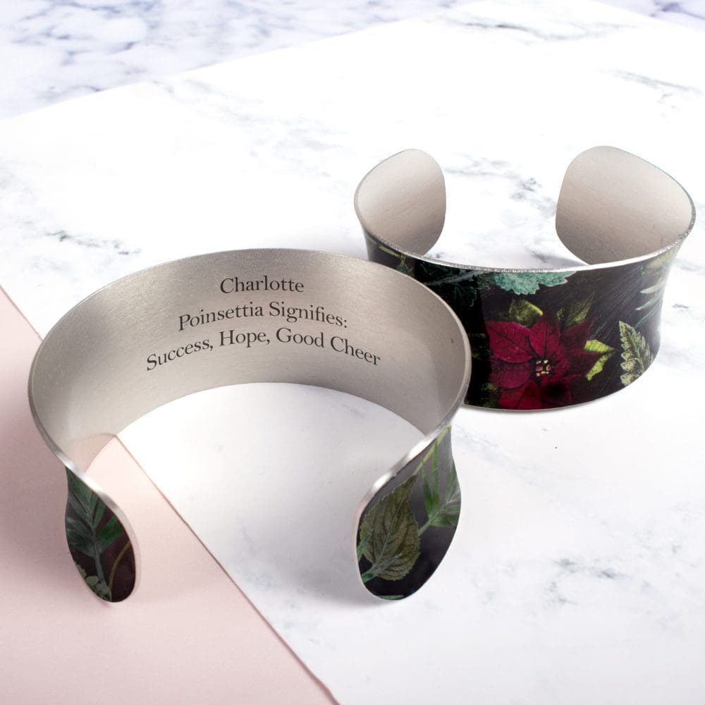 December Birth Flower Bracelet Gift For Her, Poinsettia, Beautiful Floral Bangles and Jewellery.