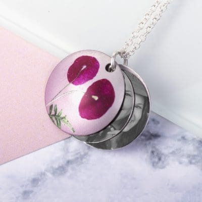 August Poppy Birth Flower, Personalised Photo Locket Necklace Gift For Her, Beautiful Floral Pendant Jewellery.