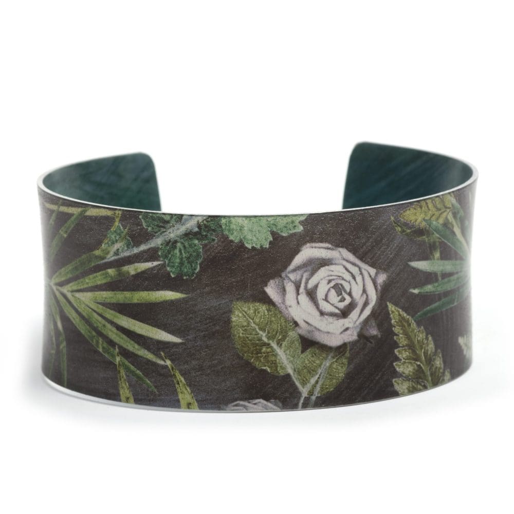 June Rose Birth Flower Cuff Bangle Bracelet - Image 2
