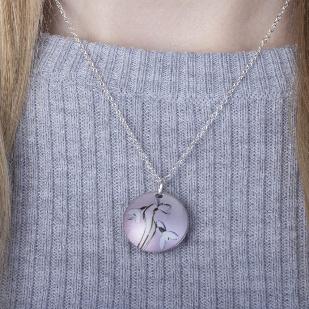 January Snowdrop Birth Flower, Personalised Photo Locket Necklace Gift For Her, Beautiful Floral Pendant Jewellery. - Image 2
