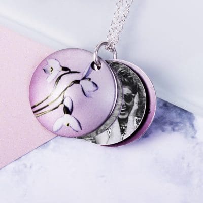 January Snowdrop Birth Flower, Personalised Photo Locket Necklace Gift For Her, Beautiful Floral Pendant Jewellery.