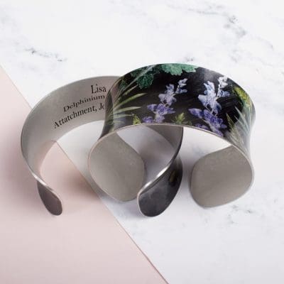 July Birth Flower Bracelet Gift For Her, Delphinium, Beautiful Floral Bangles and Jewellery.