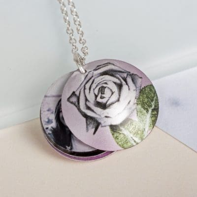 June Rose Birth Flower, Personalised Photo Locket Necklace Gift For Her, Beautiful Floral Pendant Jewellery.
