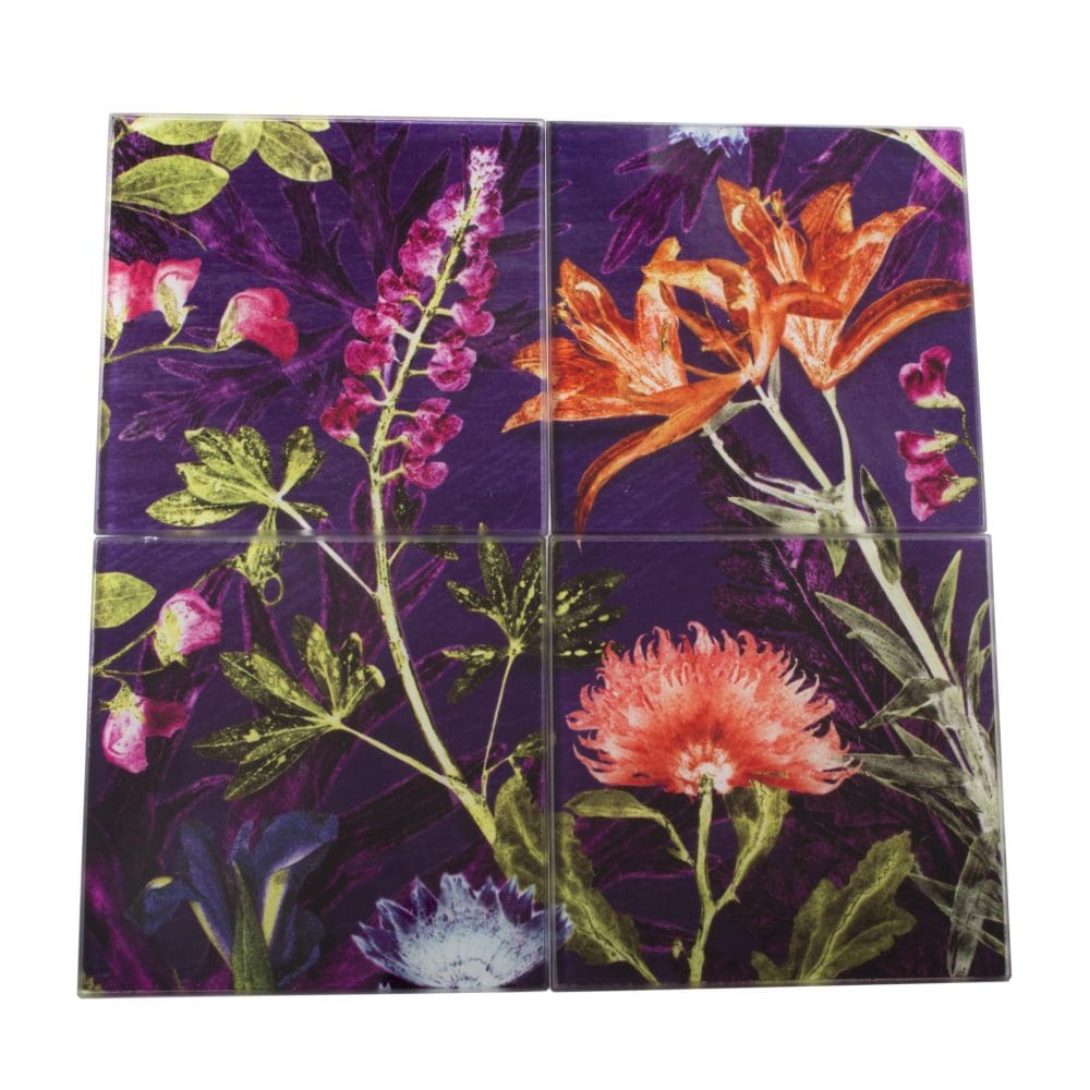 Purple Whisper | Orange & Purple Set of Glass Coasters