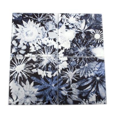 Cascades of Blue | White & Blue Set of Glass Coasters