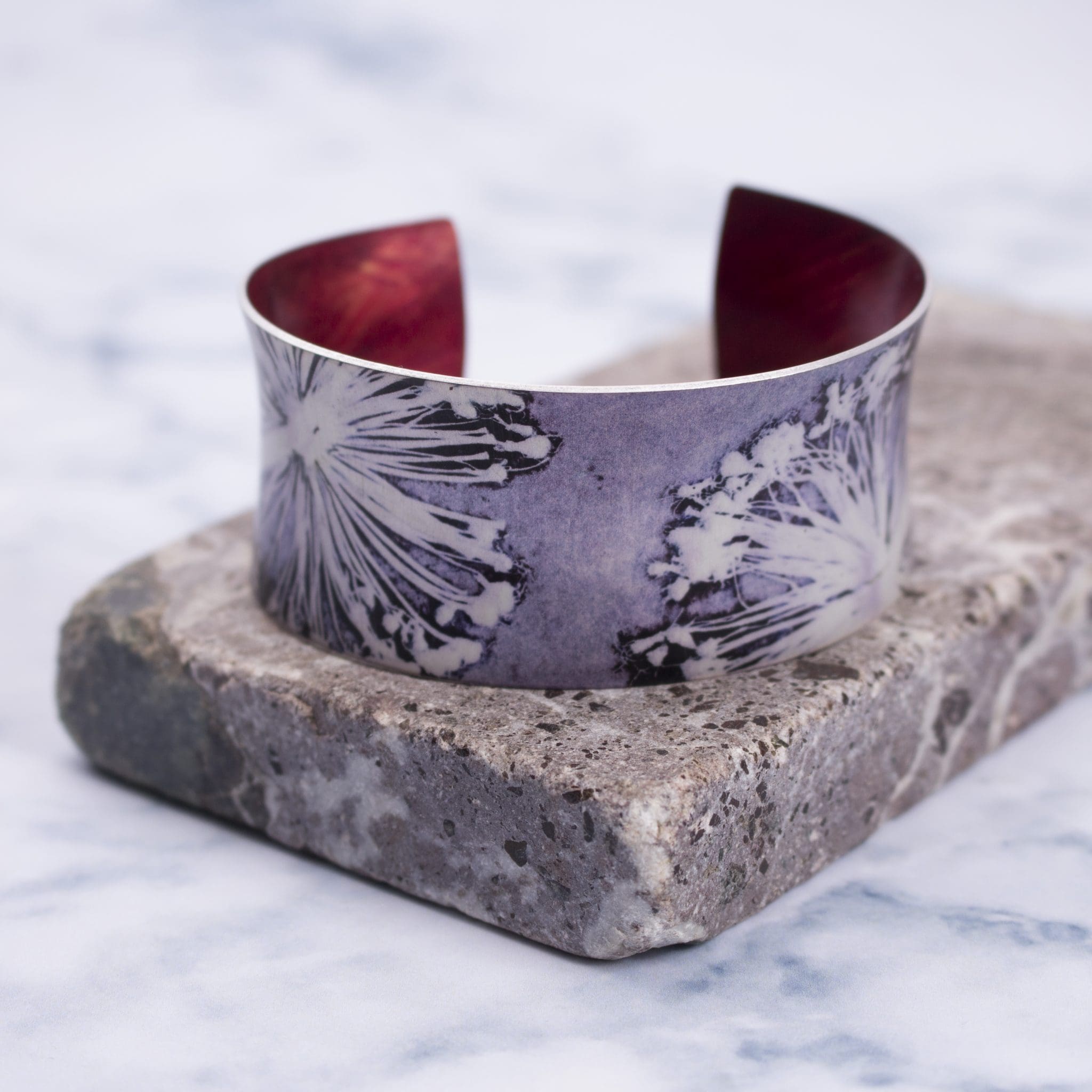 Botanical printed Aluminium Jewellery Gift, Stylish Alliums Cuff