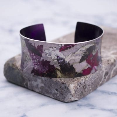 Botanical Inspired Floral Dance Aluminium Cuff, Stylish Handmade Jewellery