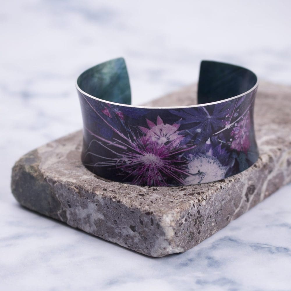 Blue Wreath Botanical Cuff Bracelet and Jewellery Gift